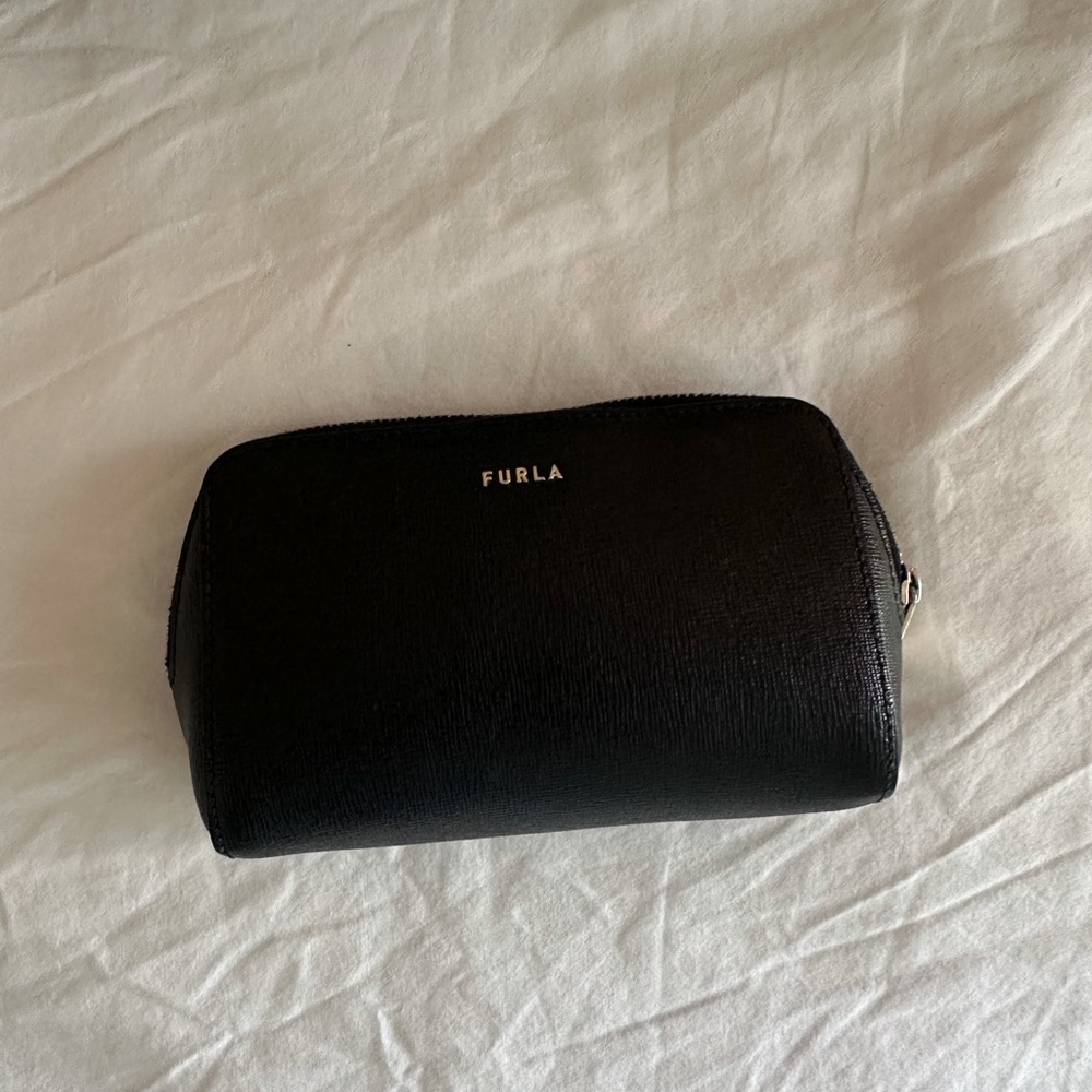 Furla small black pouch cosmetic bag
